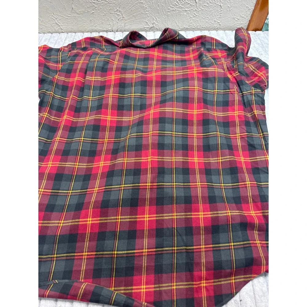 Polo Ralph Lauren Mens Large Red Black Plaid Cotton Button Down Shirt L/S